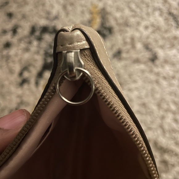 Coach Champagne Gold Shimmer Signature Leather Wristlet - Picture 5 of 8